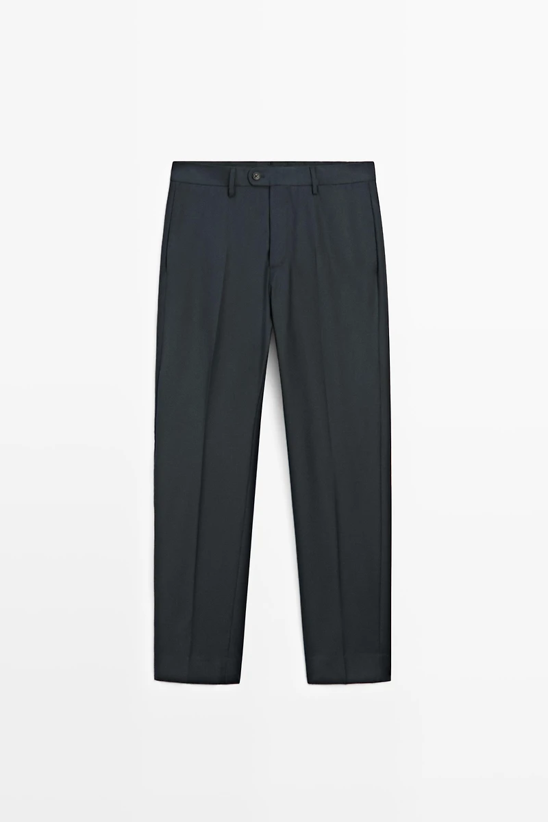 Striped wool blend suit trousers