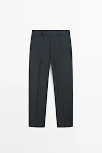 Striped wool blend suit trousers