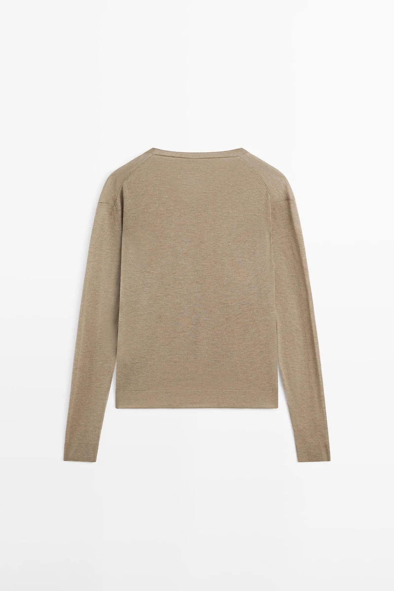 Silk and wool blend knit sweater