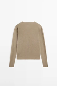 Silk and wool blend knit sweater