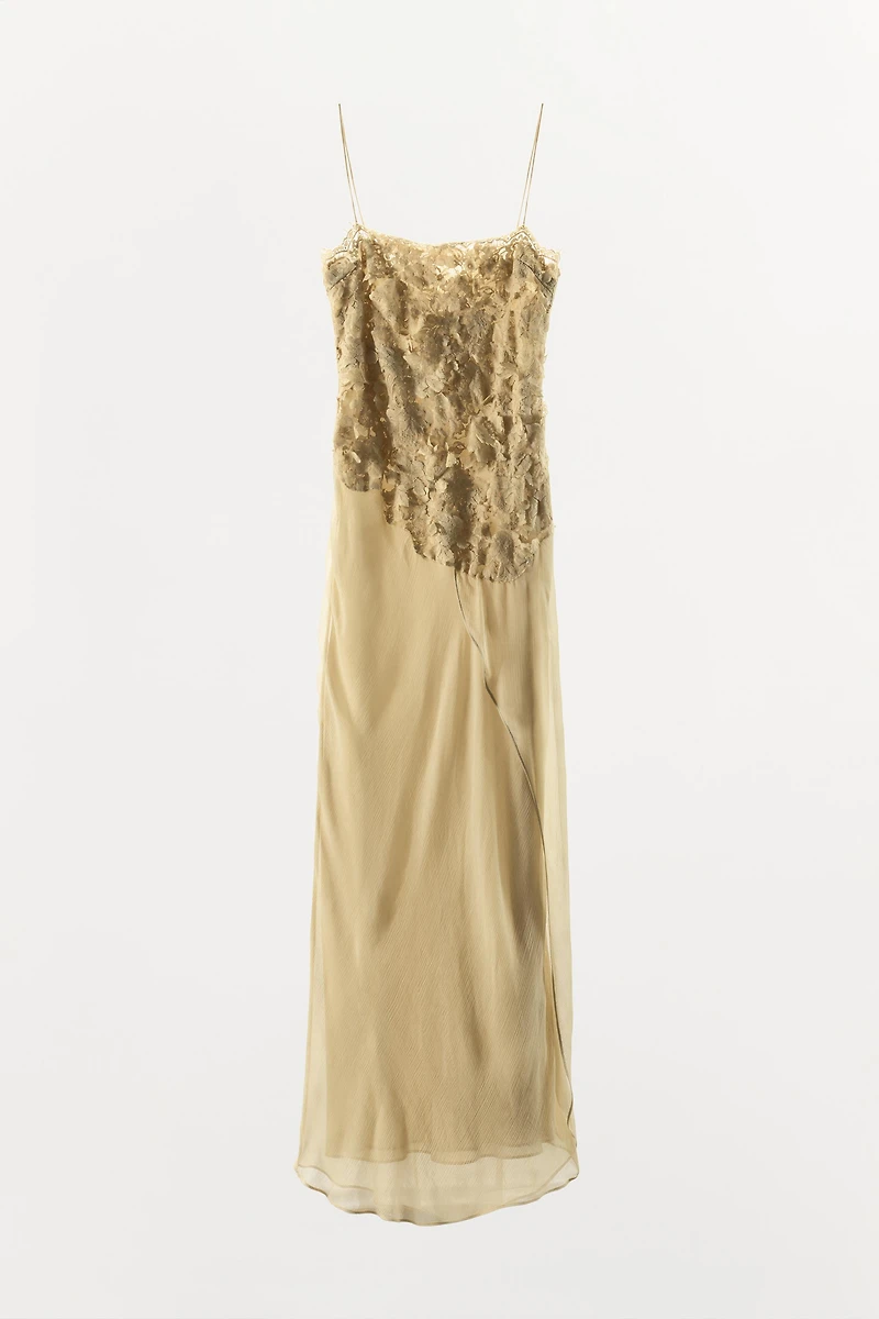 EMBOSSED LACE GEORGETTE DRESS