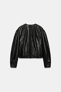 FAUX LEATHER BALLOON JACKET
