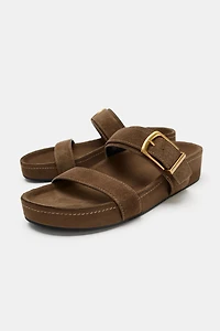 SPLIT SUEDE PLATFORM SANDALS