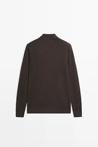 100% cotton polo collar knit cardigan