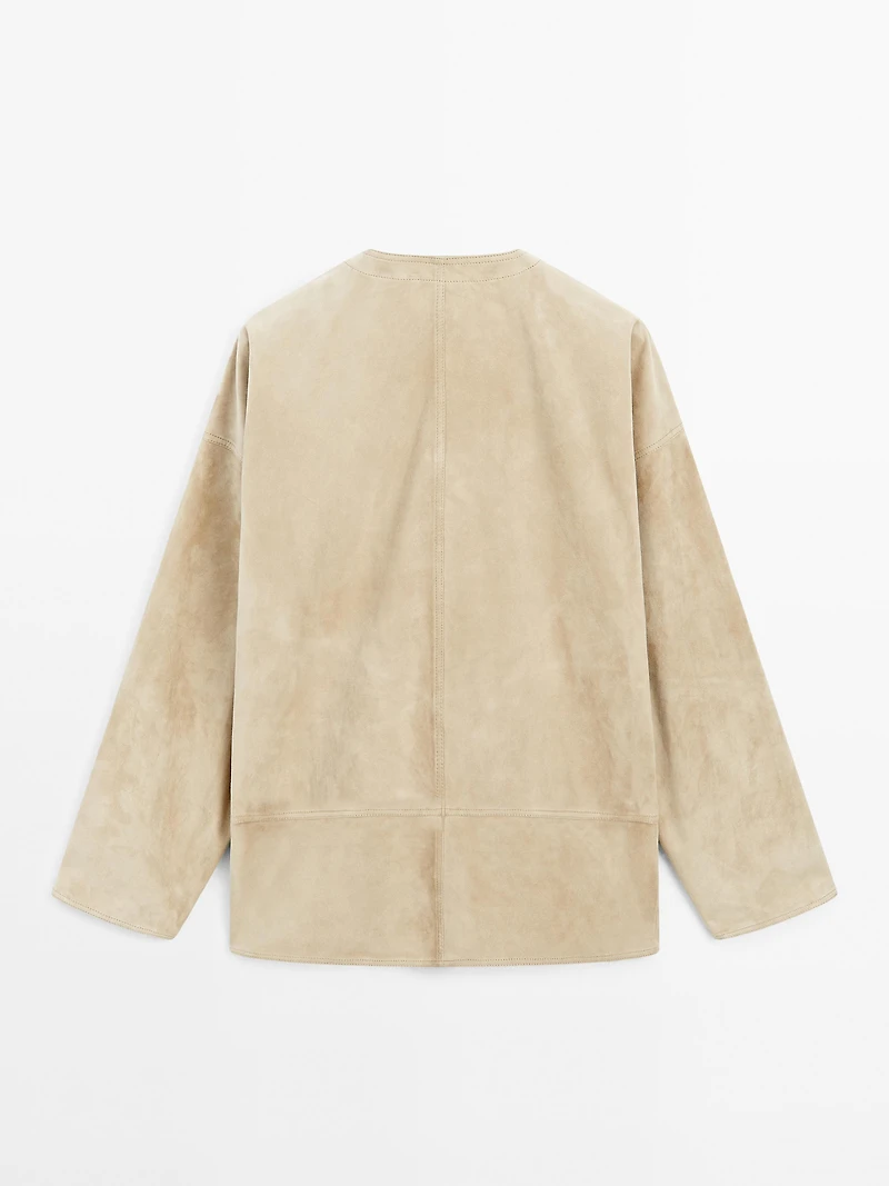 Wide suede leather blouse