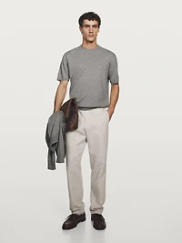 Linen blend tapered fit trousers
