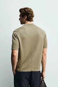 POLO EN MAILLE REGULAR FIT COTON ET LIN