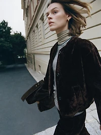 Straight-leg mid-rise flocked jeans