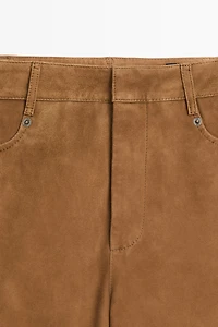 Suede leather pants