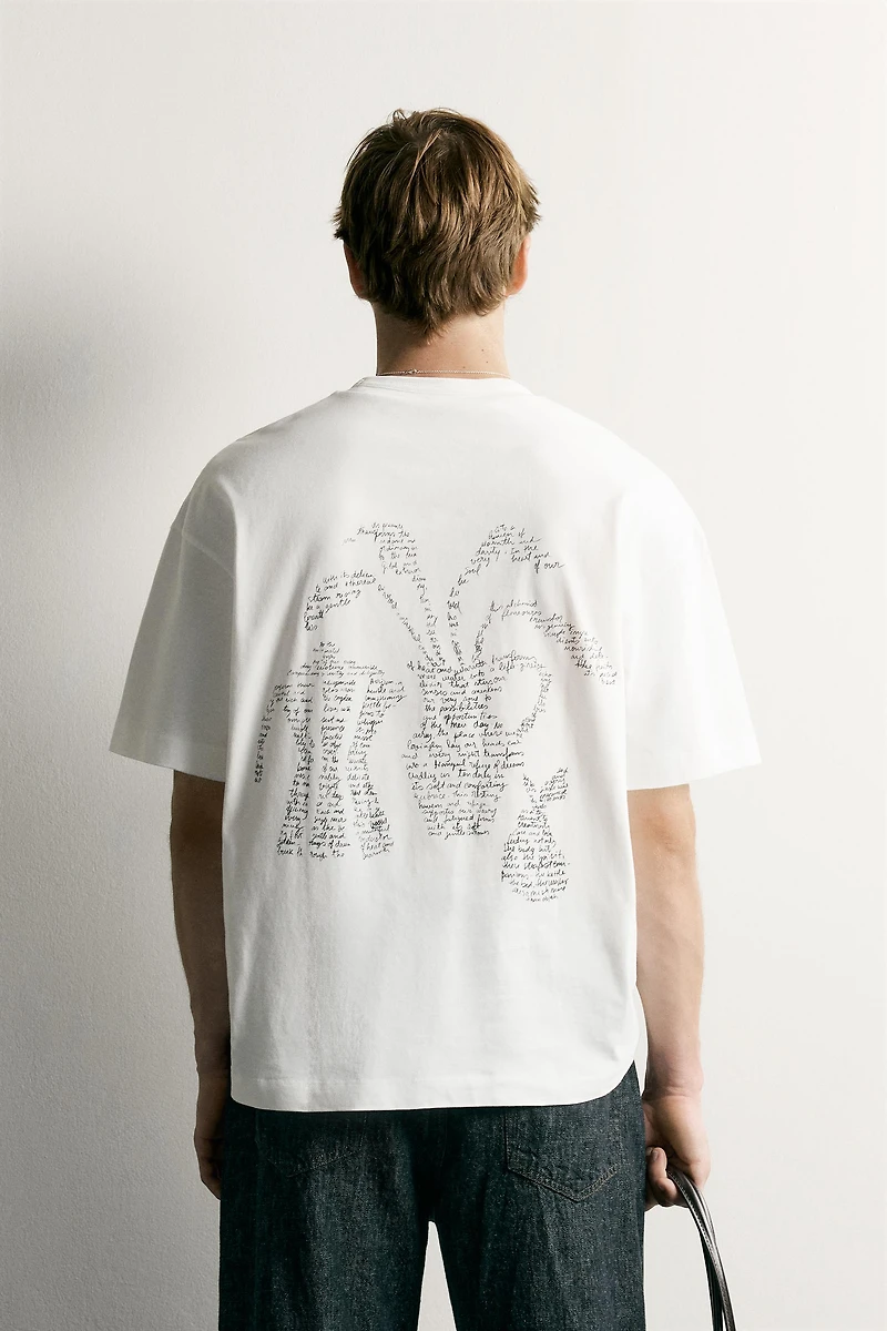 RELAXED FIT FLORAL LETTERING T-SHIRT
