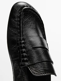 Leather loafers with penny strap
