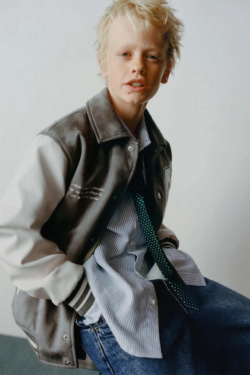 FAUX SUEDE COMBINATION BOMBER JACKET