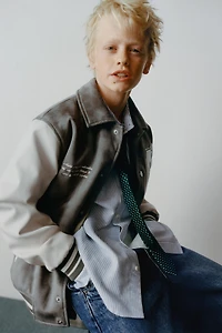 FAUX SUEDE COMBINATION BOMBER JACKET