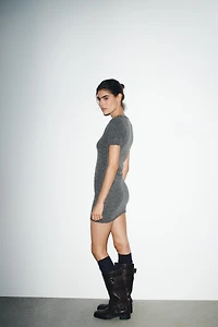 SOFT KNIT MINI DRESS WITH SEAM DETAIL