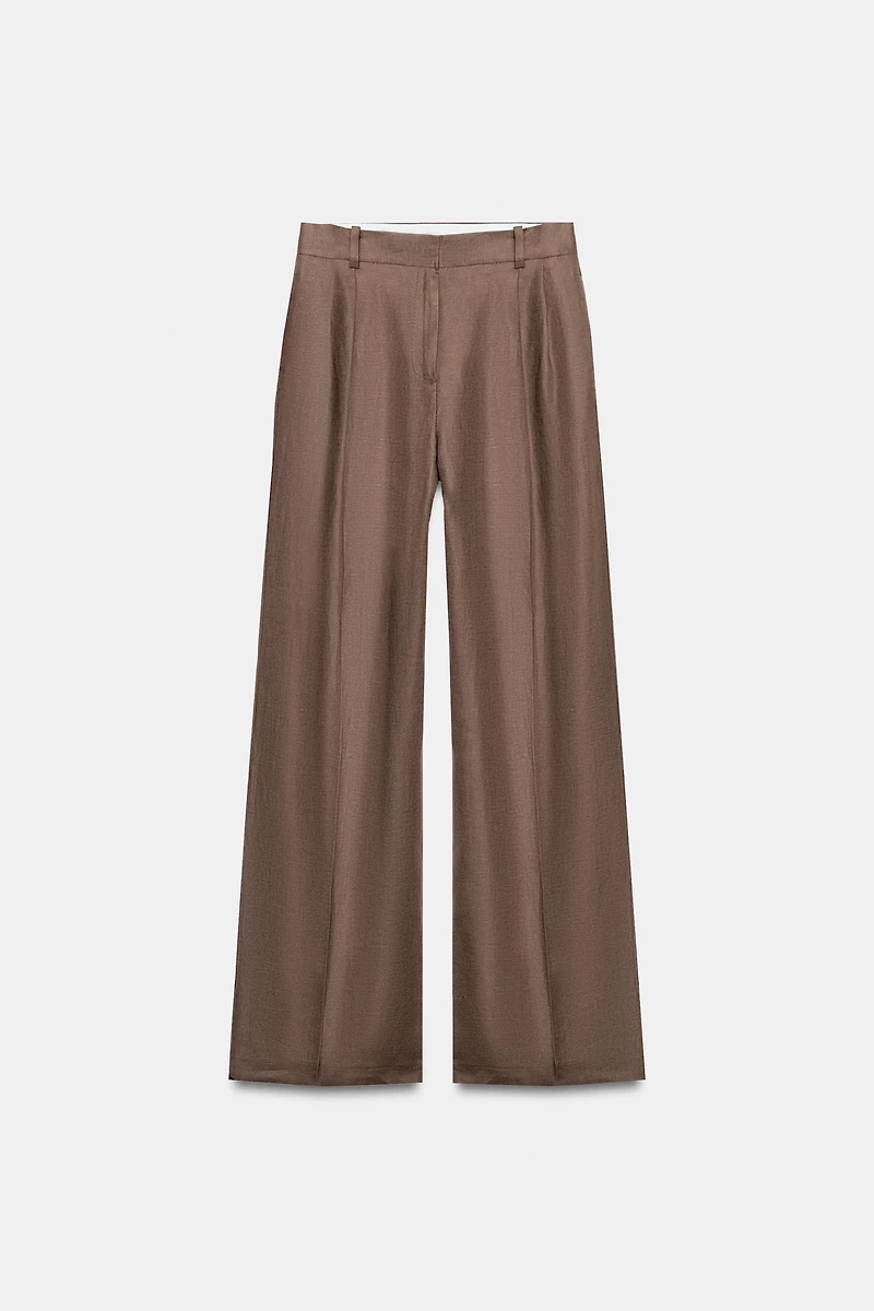 100% LINEN STRAIGHT LEG PANTS
