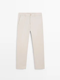 Cotton blend tapered fit trousers