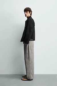 STRAIGHT FIT HERRINGBONE PANTS