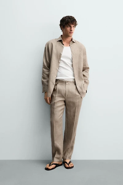 REGULAR FIT 100% LINEN SHIRT