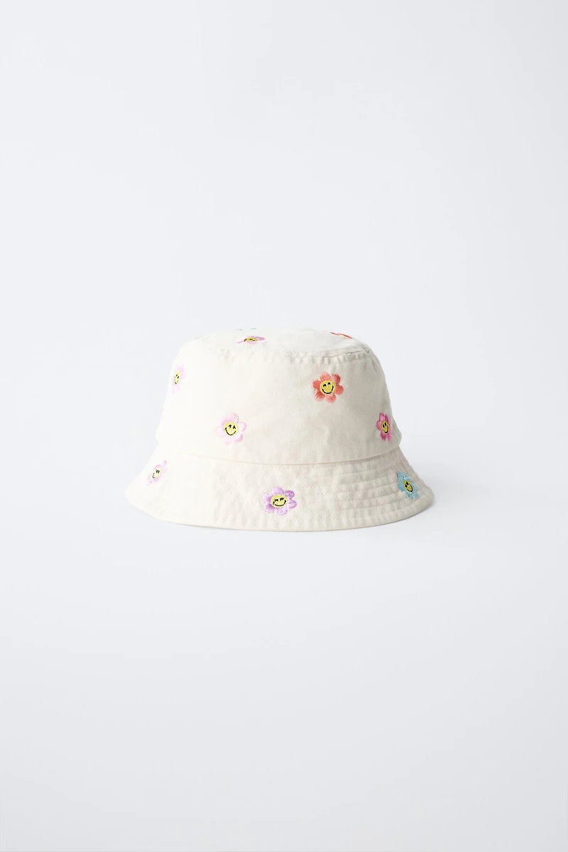 SMILEYWORLD ® EMBROIDERED FLORAL BUCKET HAT