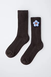 WOOL BLEND FLOWER SOCKS