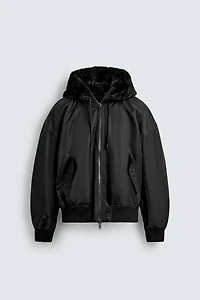 REVERSIBLE FAUX FUR BOMBER JACKET