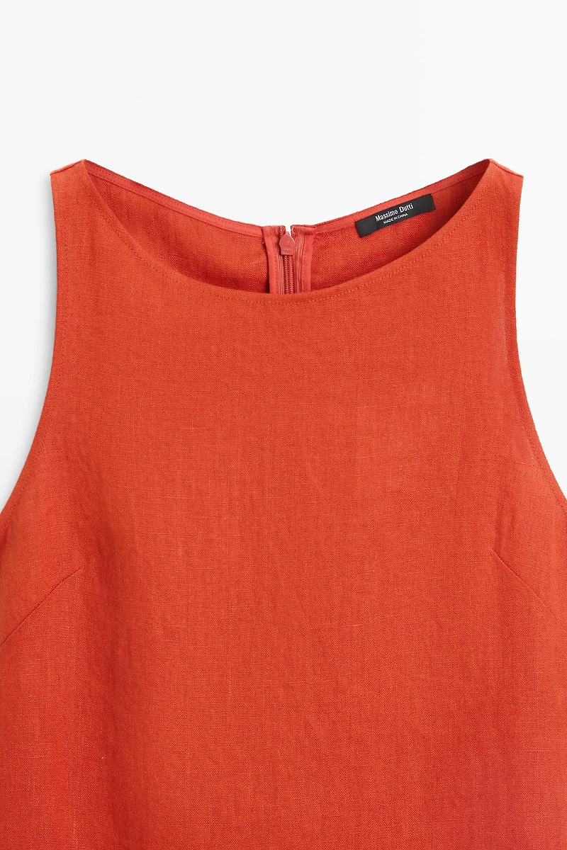100% linen halter dress