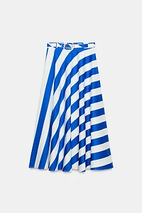 JUPE MI-LONGUE RAYURES CEINTURE