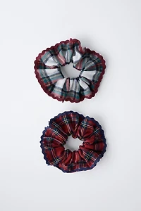 TWO-PACK FLANNEL PLAID SCRUNCHIES