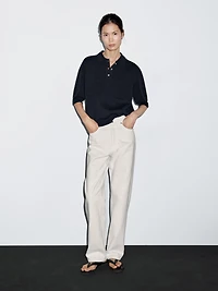 Cotton blend polo shirt with button details
