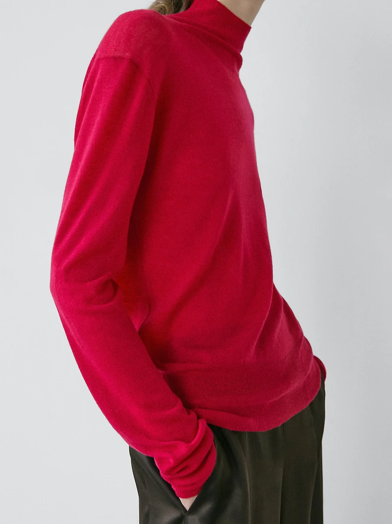 Wool mock turtleneck knit sweater - STUDIO