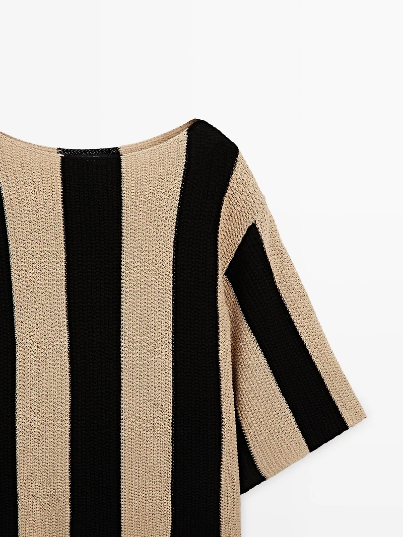 Pull maille rayée avec coton