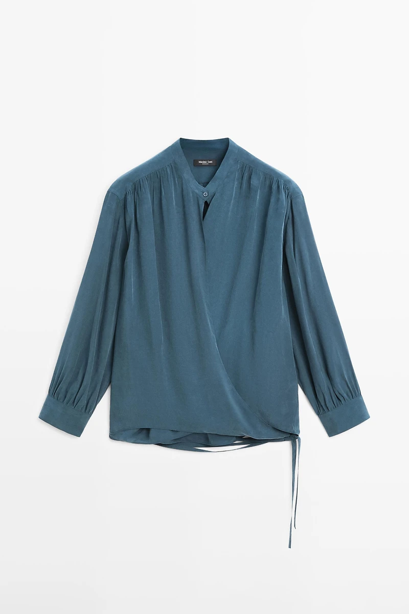 Flowing surplice blouse