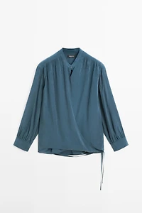 Flowing surplice blouse