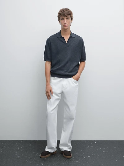 Polo en maille lin et coton