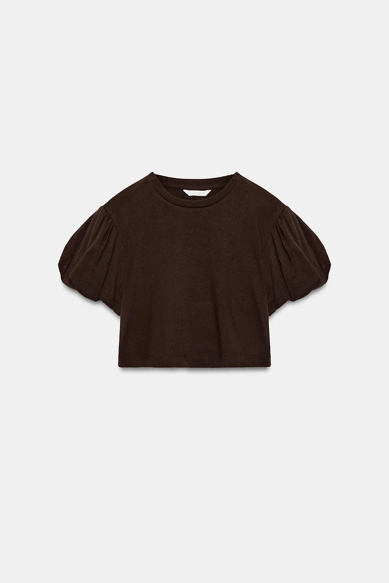 CROPPED VOLUMINOUS SLEEVE T-SHIRT