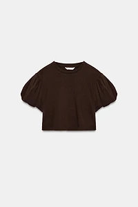 CROPPED VOLUMINOUS SLEEVE T-SHIRT