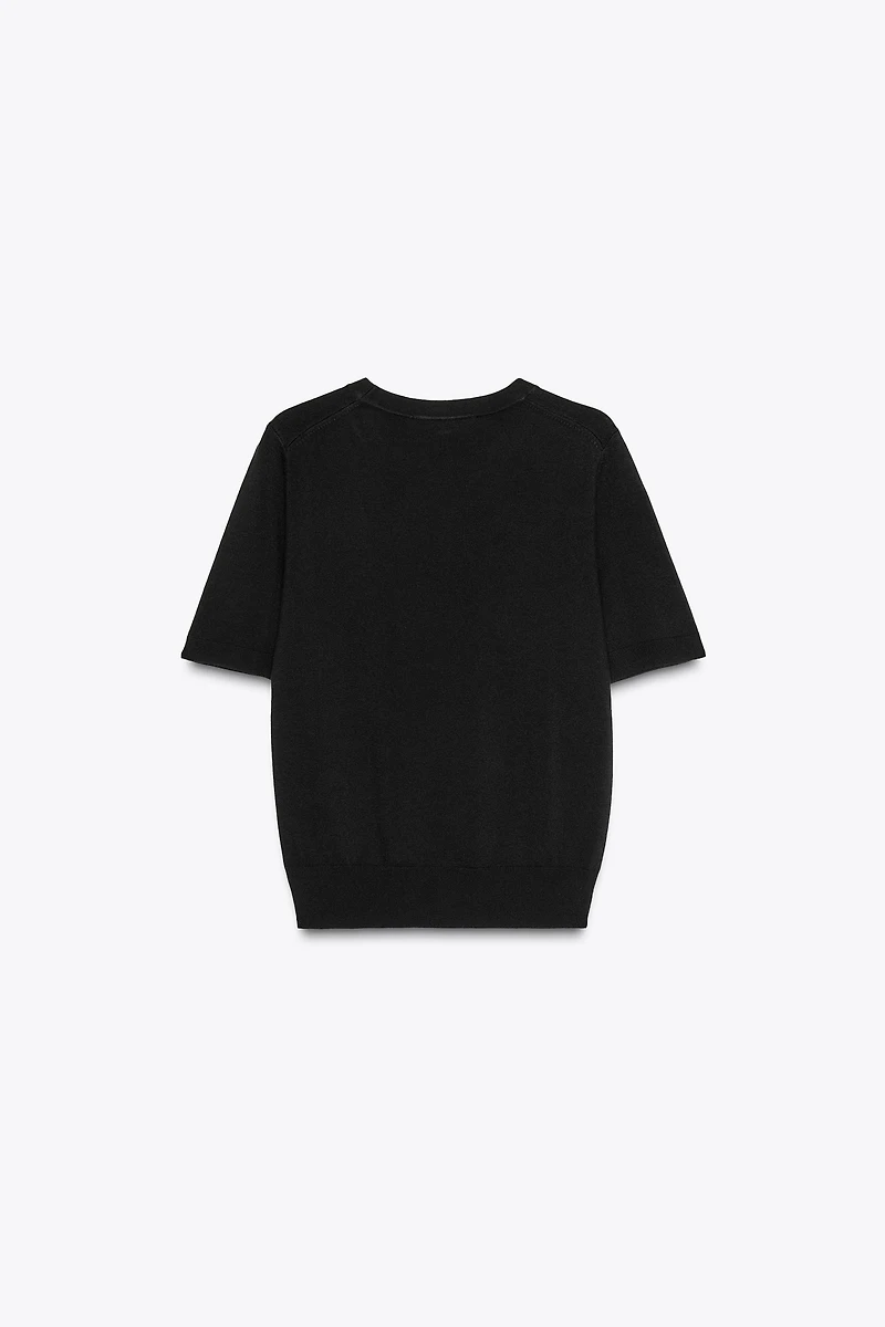 SHORT SLEEVE BASIC KNIT TOP