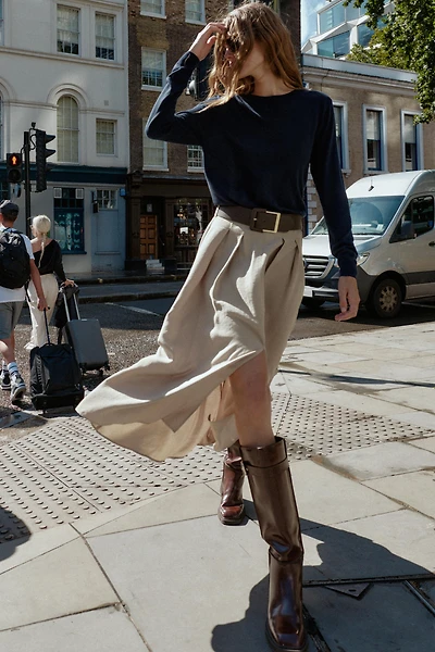 BELTED MIDI SKIRT
