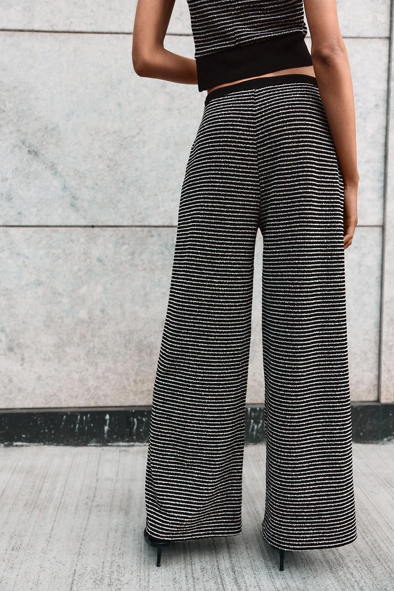 STRIPED BOUCLÉ PANTS