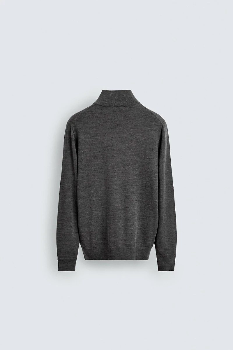 100% WOOL QUARTER-ZIP SWEATER