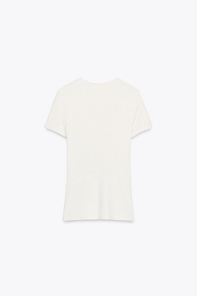 RIBBED TEXT T-SHIRT