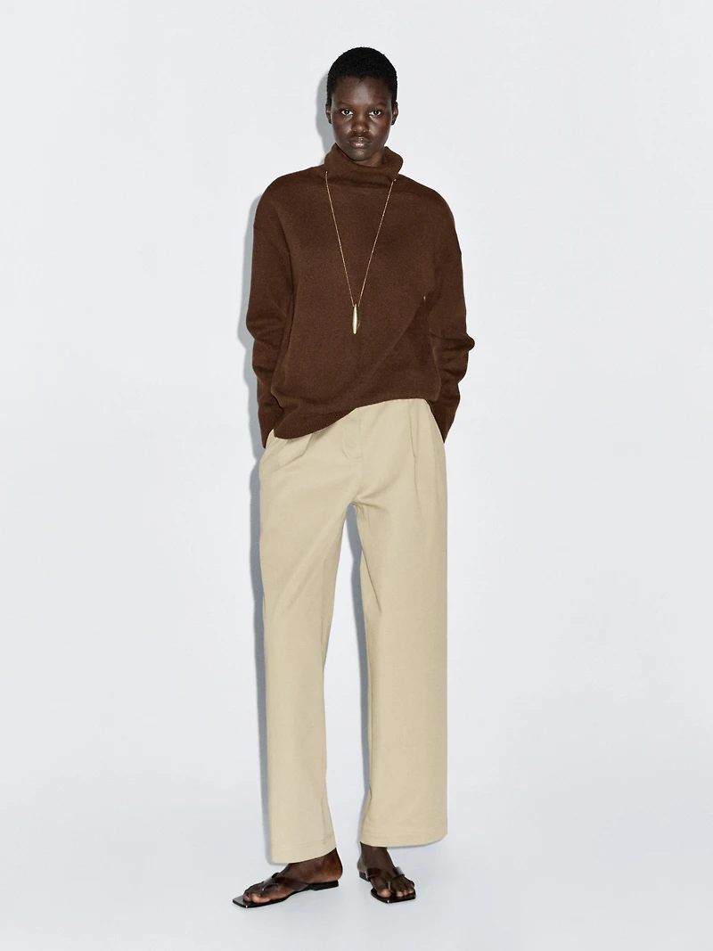 Wool blend knit turtleneck sweater