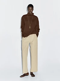 Wool blend knit turtleneck sweater