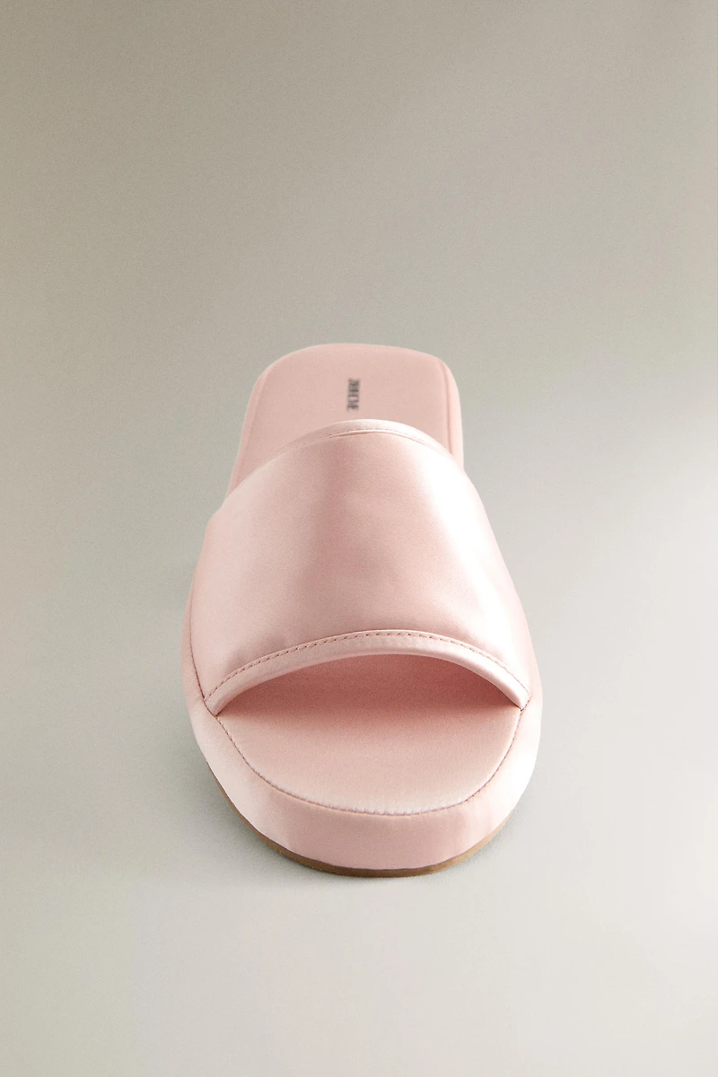 SATEEN FLATFORM SLIDER SLIPPERS