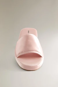 SATEEN FLATFORM SLIDER SLIPPERS