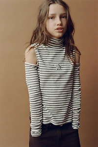 CUT-OUT TURTLENECK T-SHIRT