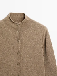 Cardigan à col montant 100 % laine