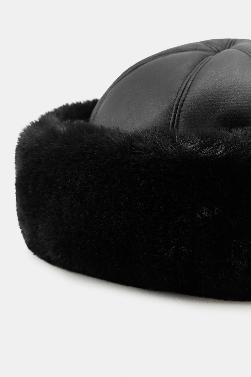 DOUBLE FACED FAUX FUR HAT