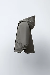 WATER-RESISTANT RUBBERIZED FLEECE-LINED RAINCOAT