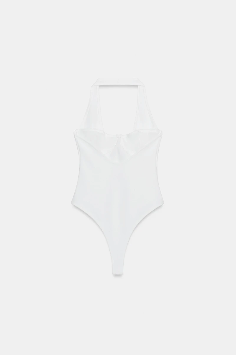STRETCH KNIT HALTER BODYSUIT